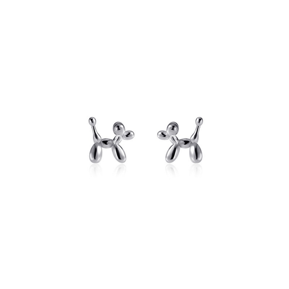 NEW White Gold Plated Balloon Dog Stud Earrings - Picture 2 of 15
